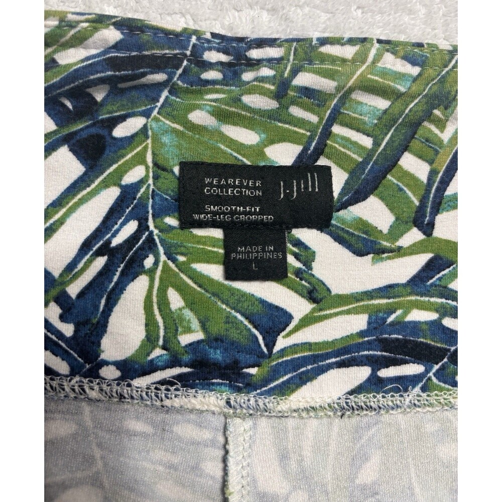 J.Jill Smooth Fit Palm Leaf Wide Leg Crop Pant Size Large Culottes Gaucho Knit - Picture 4 of 12